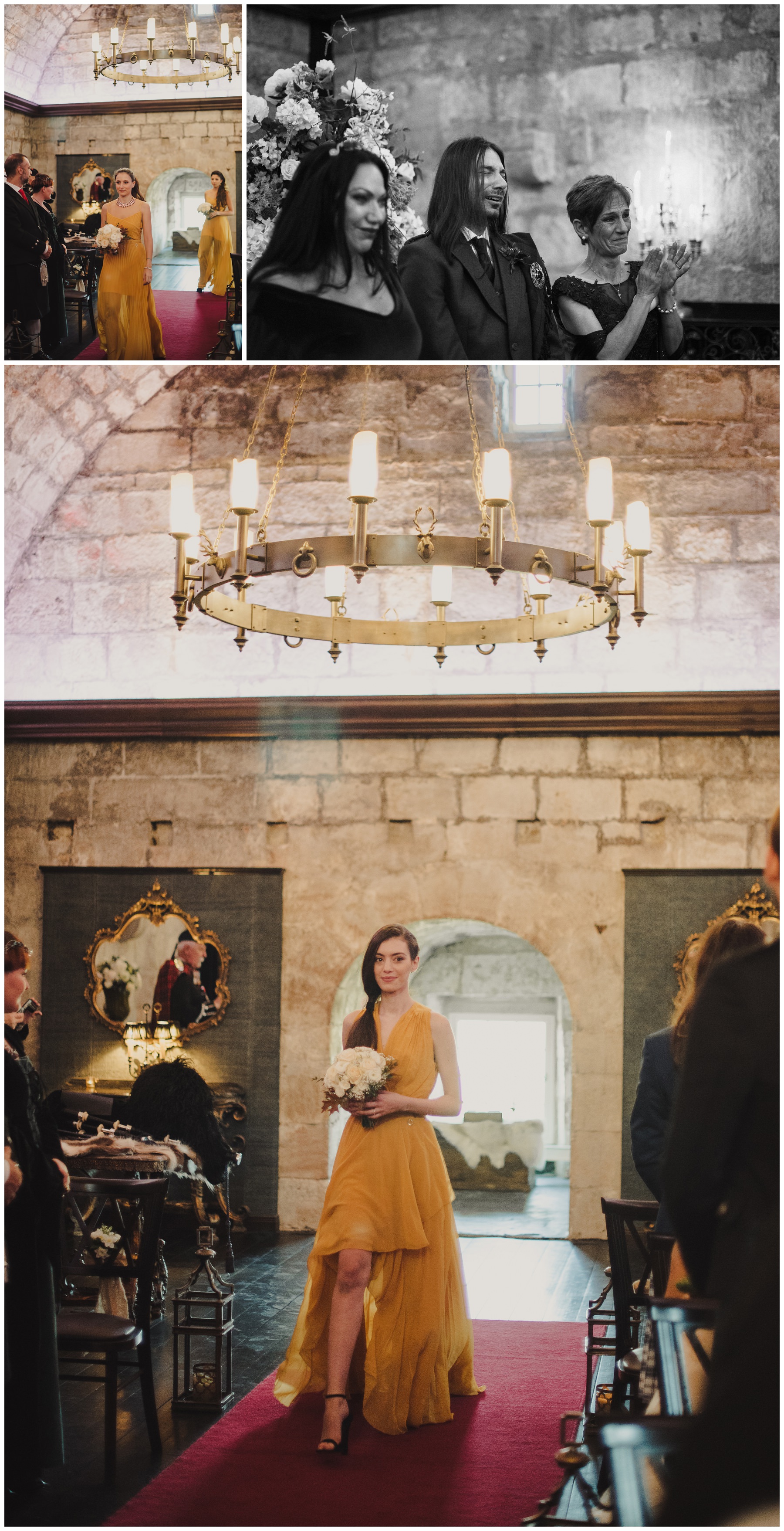bridesmaids arriving