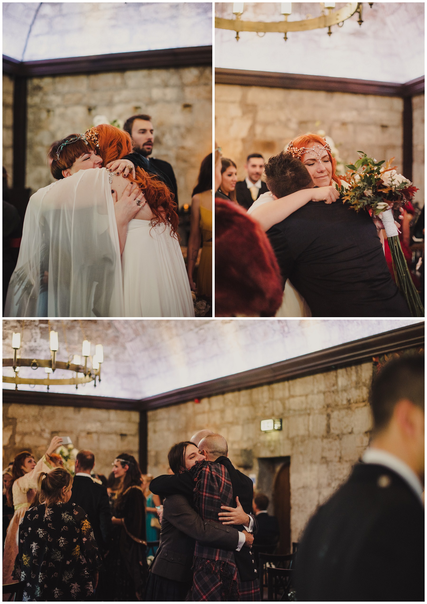 guests wishing well to bride and groom