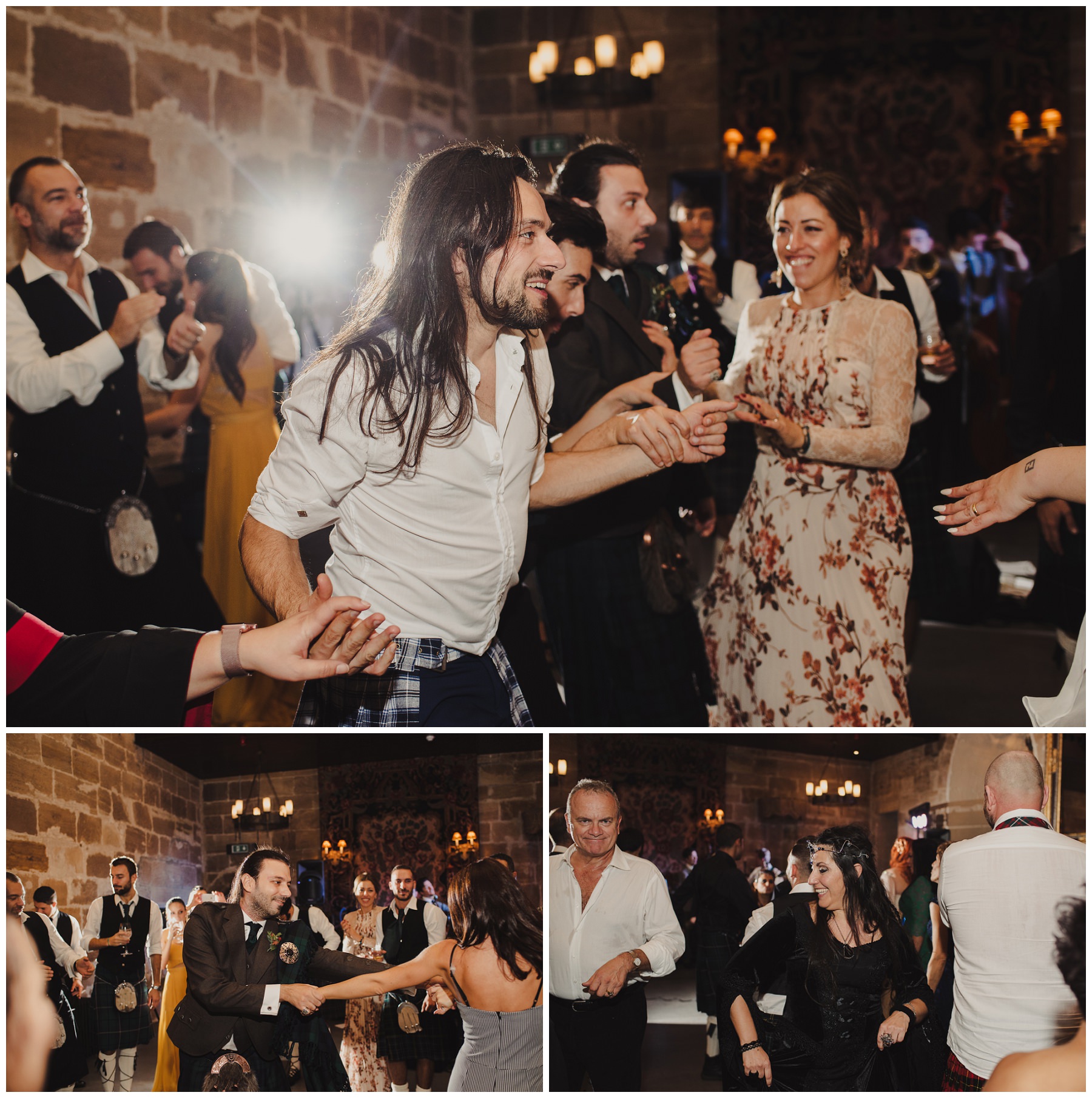 wedding guests dancing