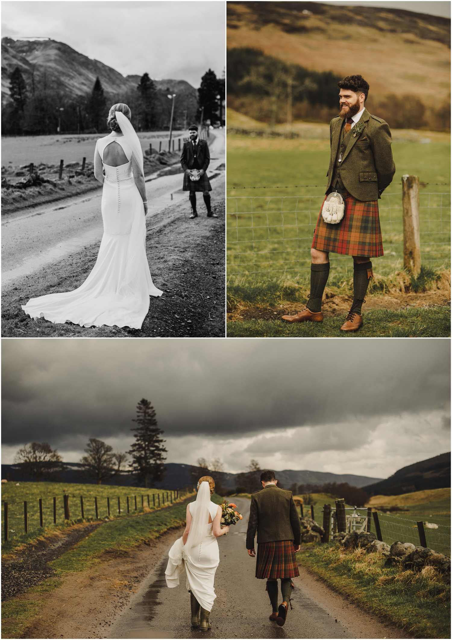 bride and groom walking together