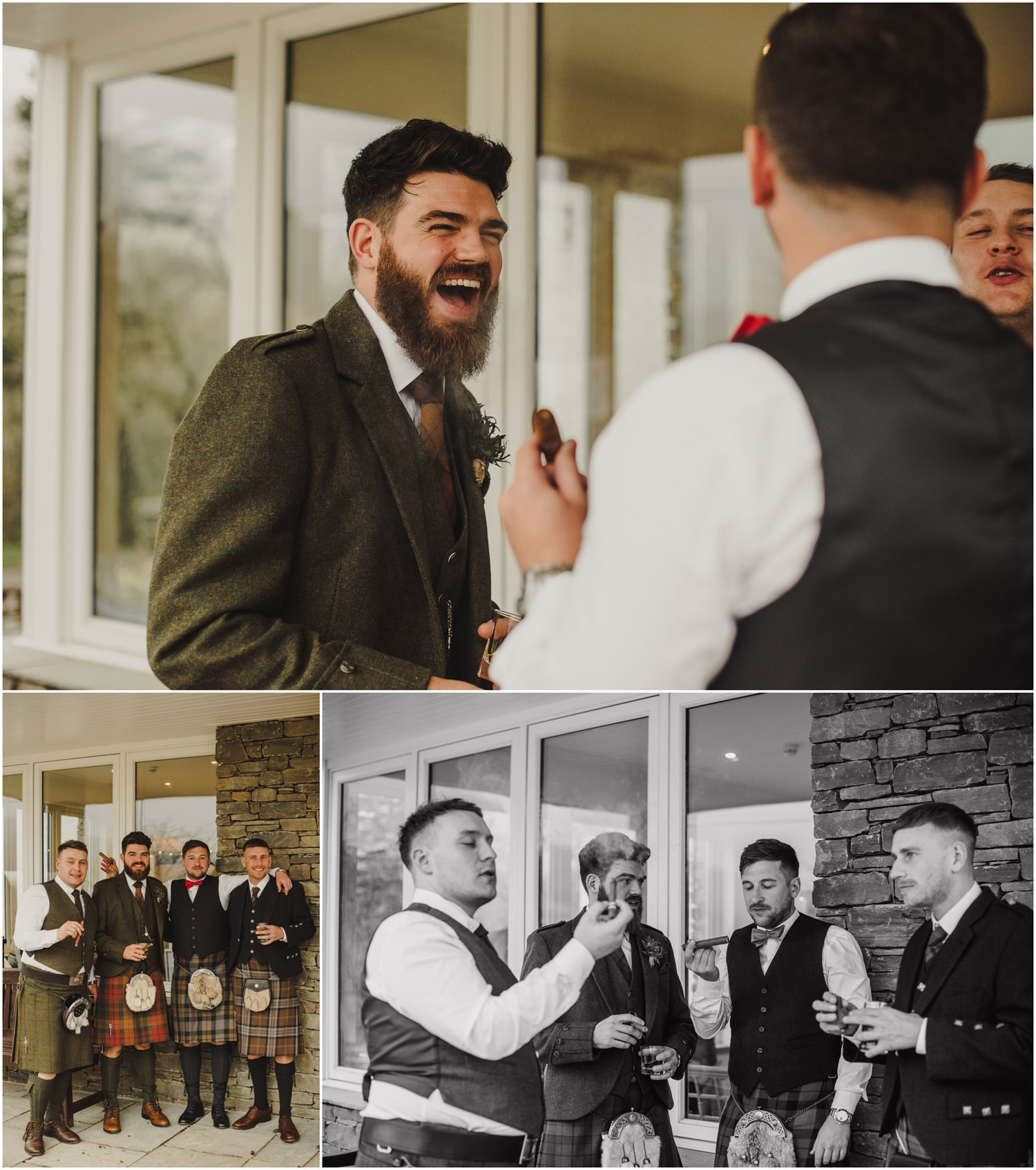 groomsmen smoking cigars