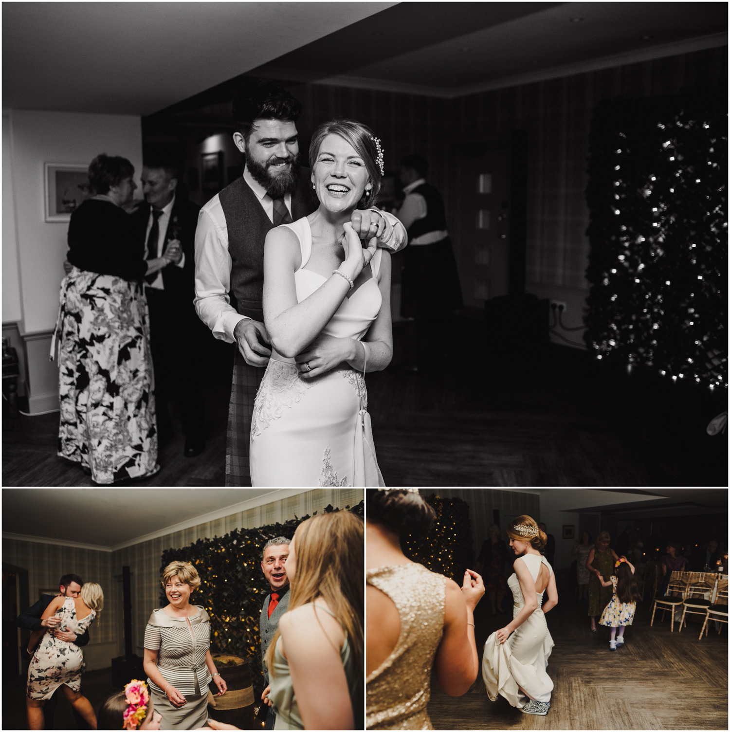 bride and groom dancing