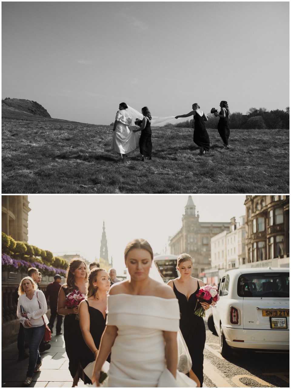bridal party photos around balmoral hotel