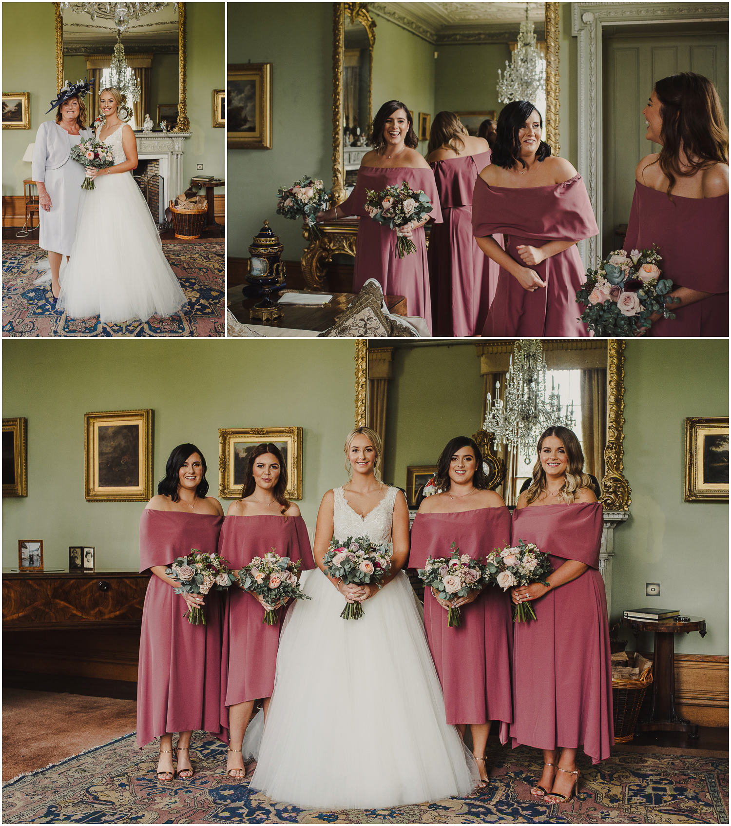 lazaro bride and pink dressed bridesmaids