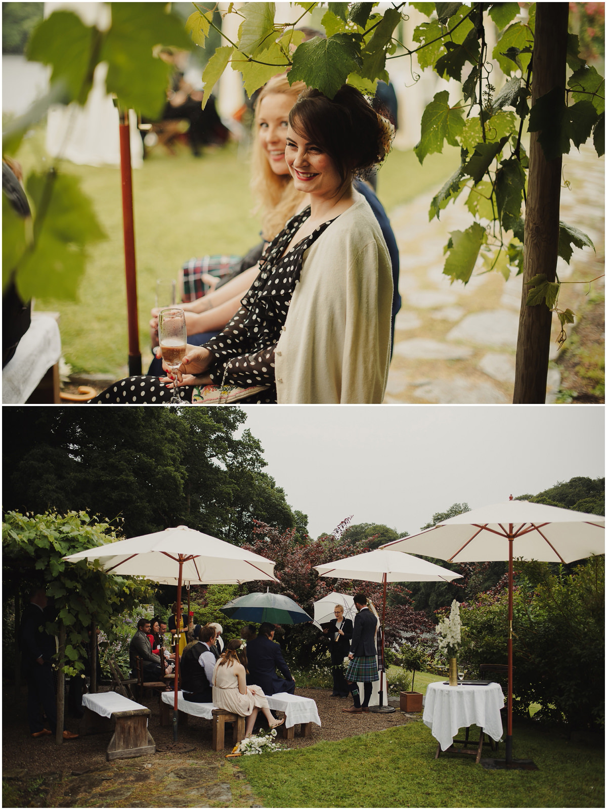 outdoor wedding ceremony in the rain in scotland