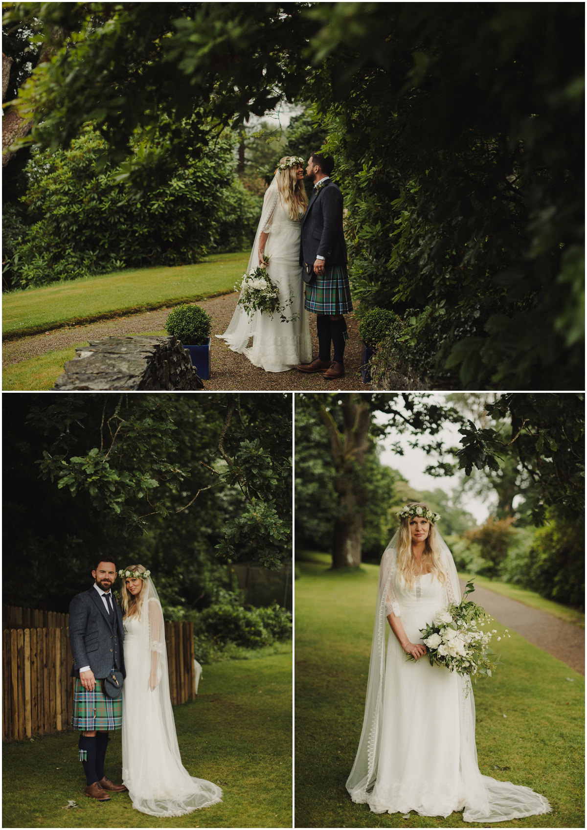 bride wearing lace vintage boho dress