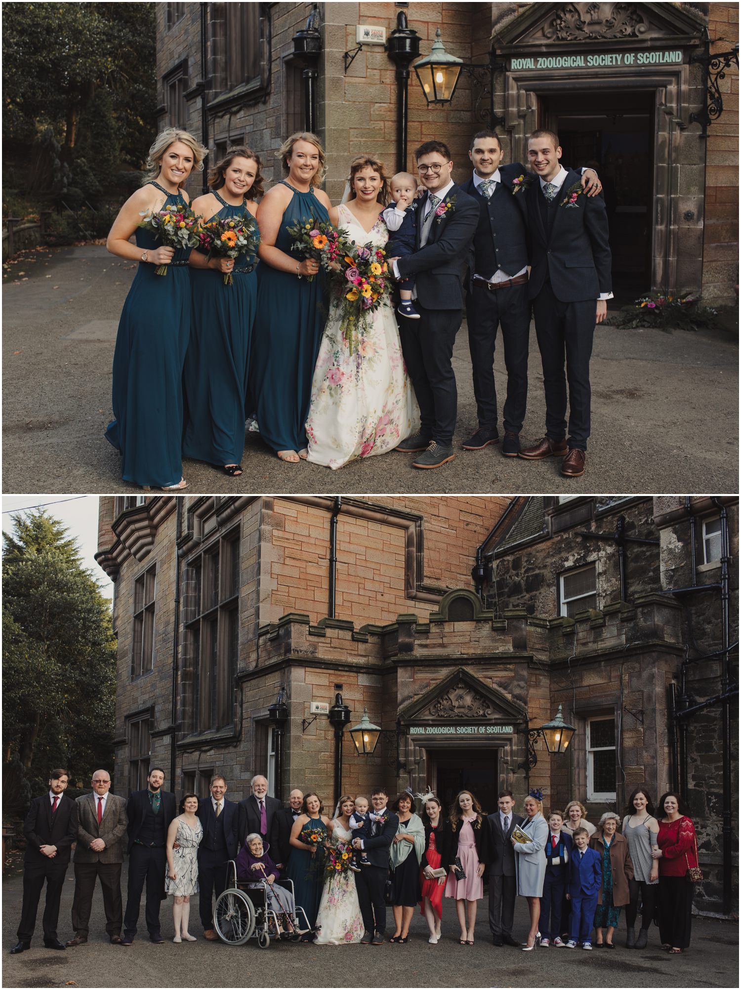 bridal party at the zoo