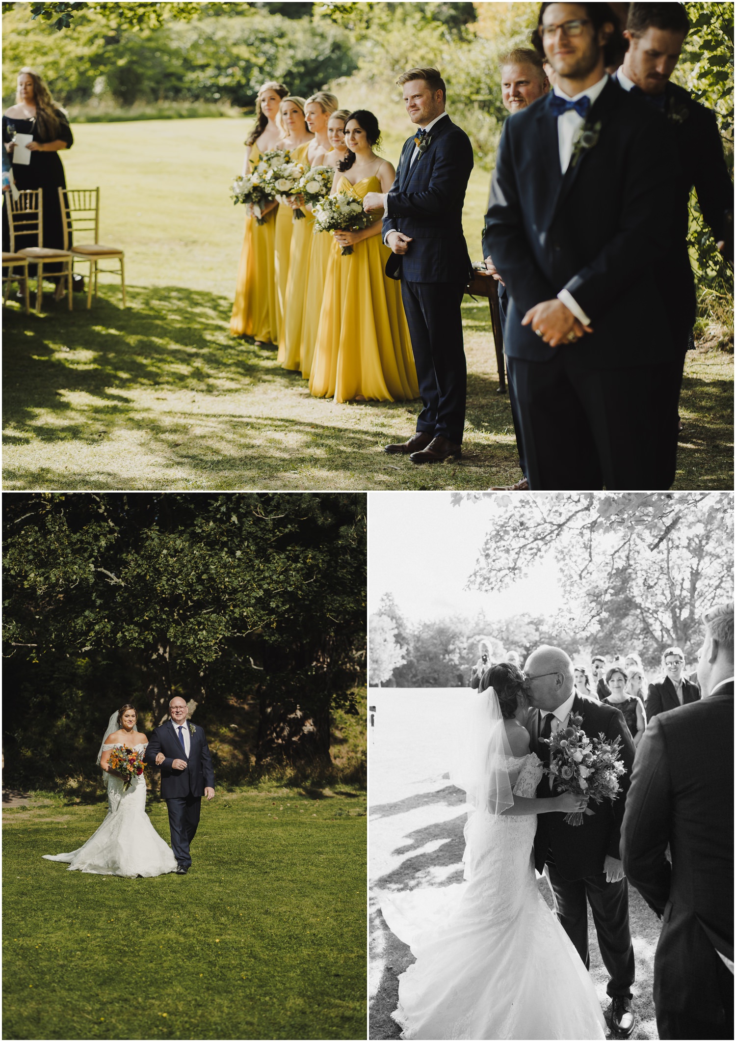 bride walking down the outdoor aisle