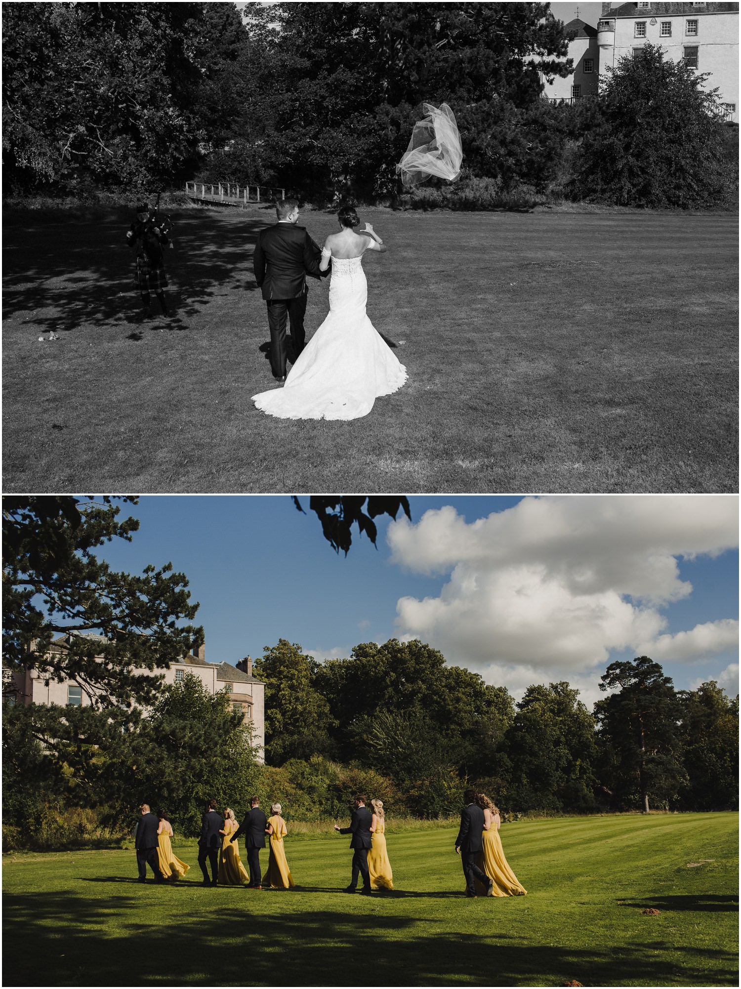 windy wedding day in Scotland