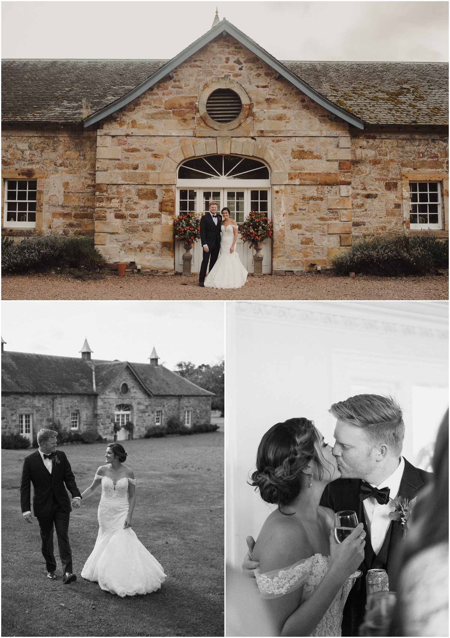 couple outside the barn