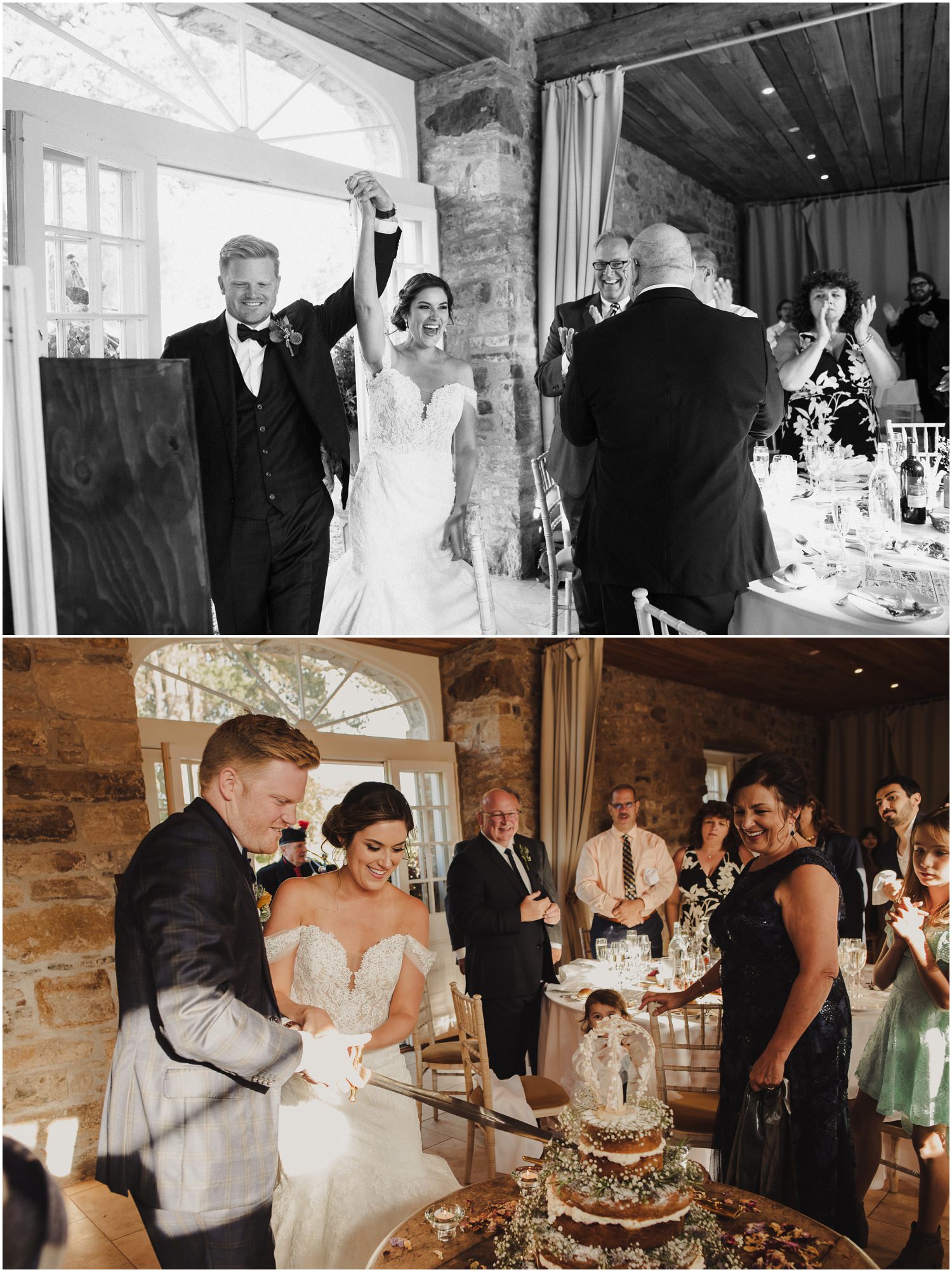 cutting of the cake with a sword