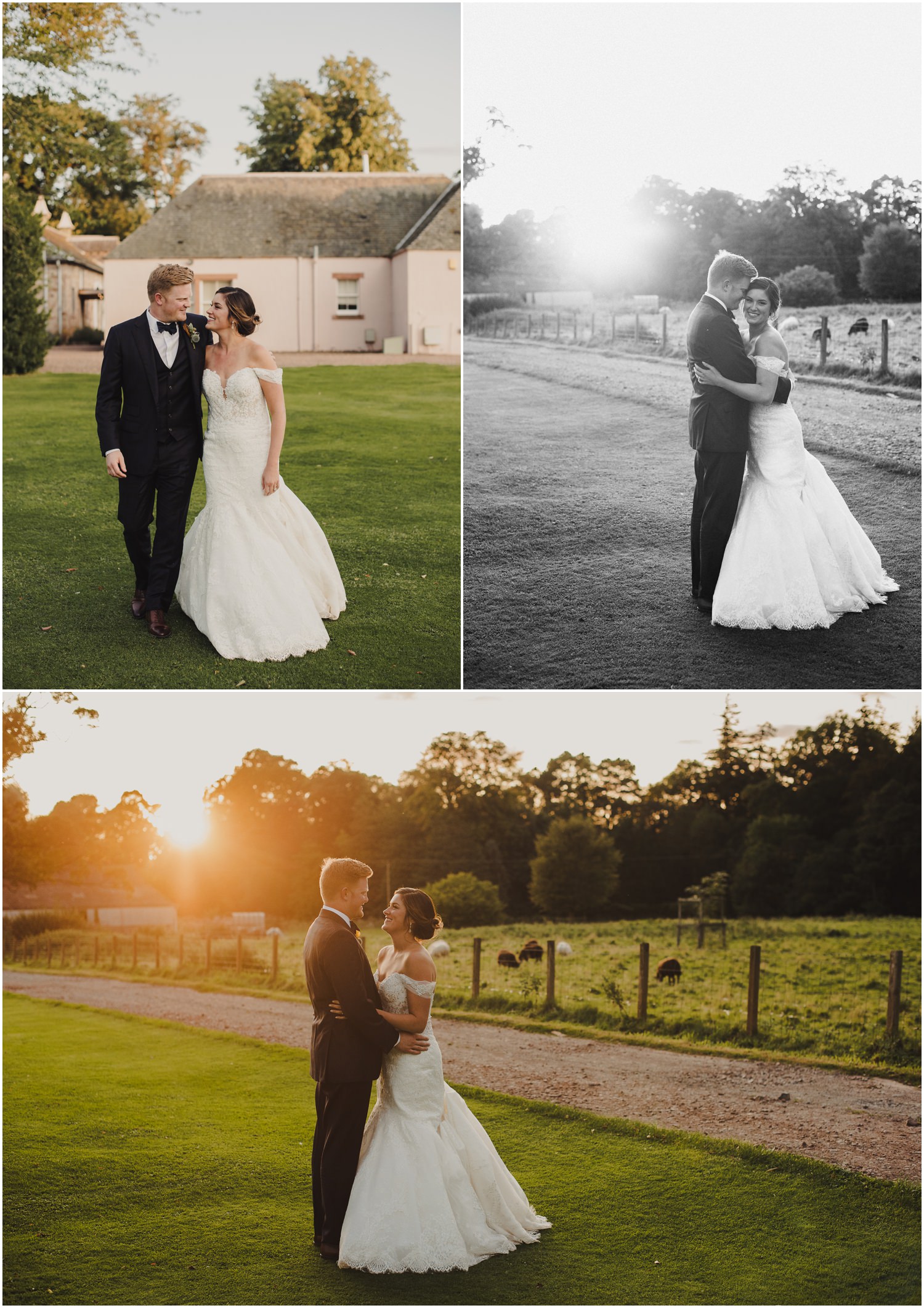 sunset wedding photos at colstoun