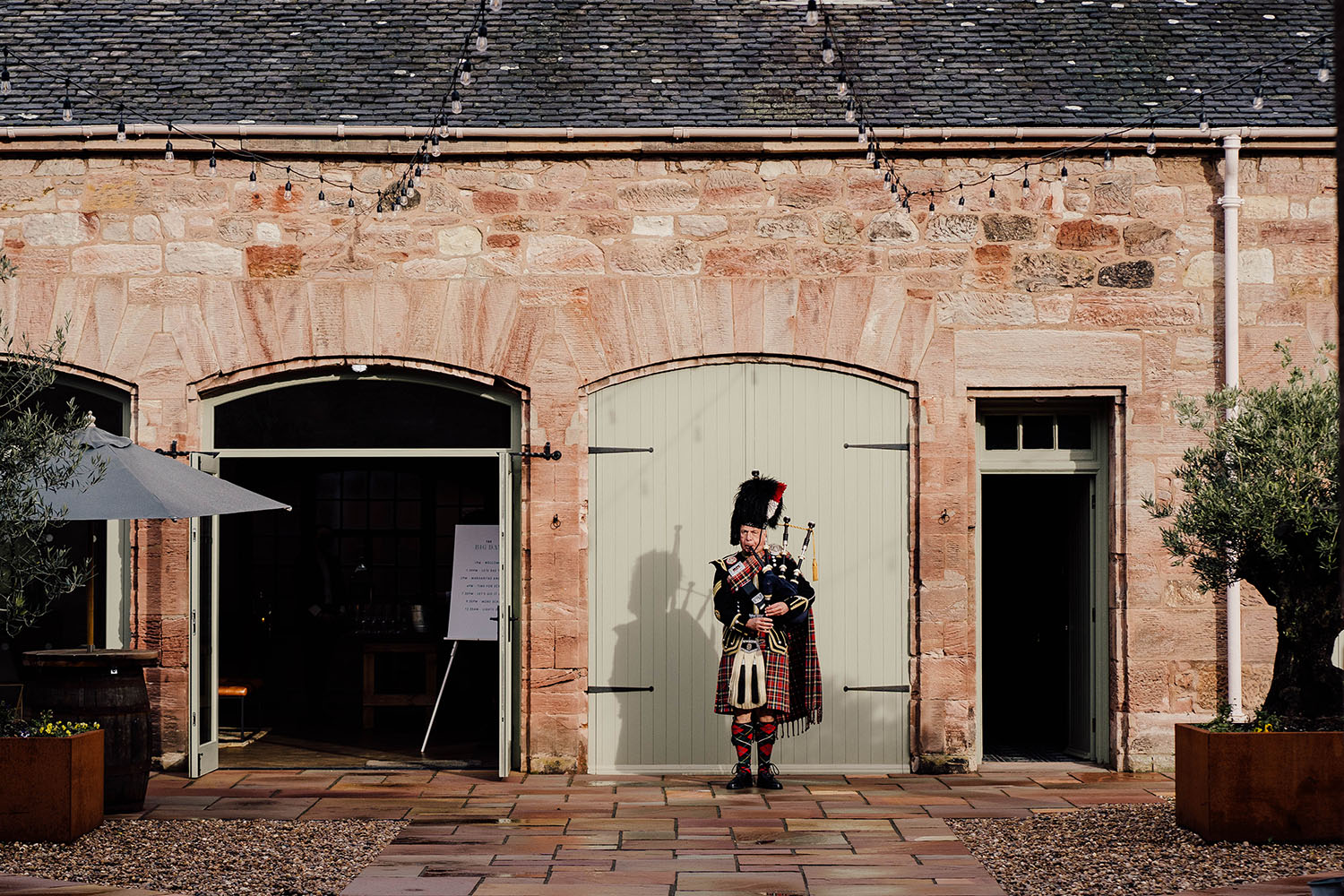 piper playing outside Dunglass estate
