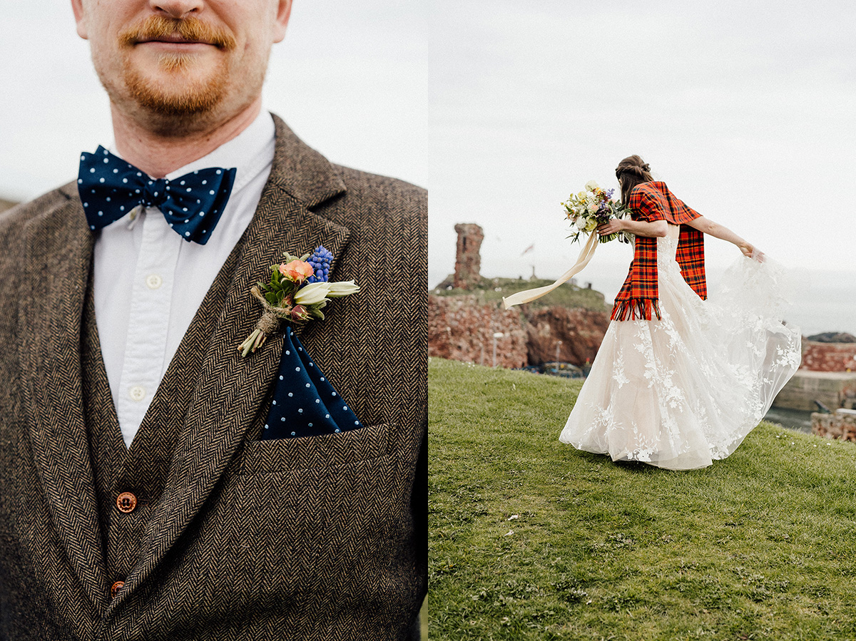 bride and groom getting ready in Dunbar