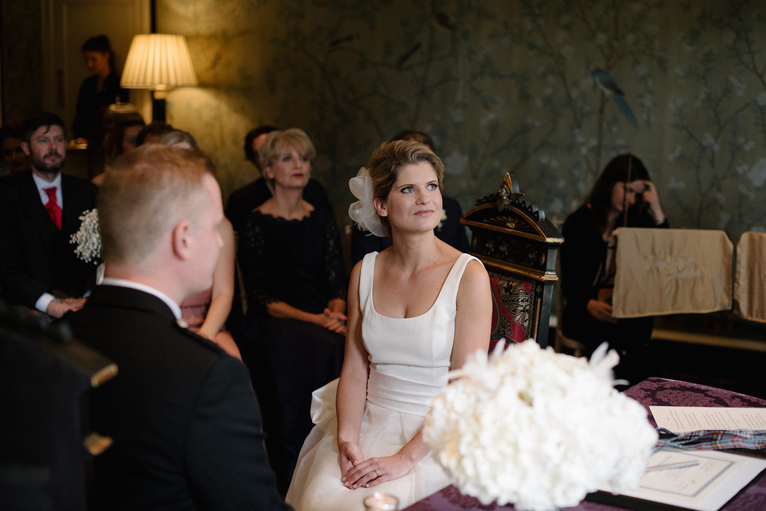 Wedding ceremony room at the Prestonfield Hotel in Edinburgh.