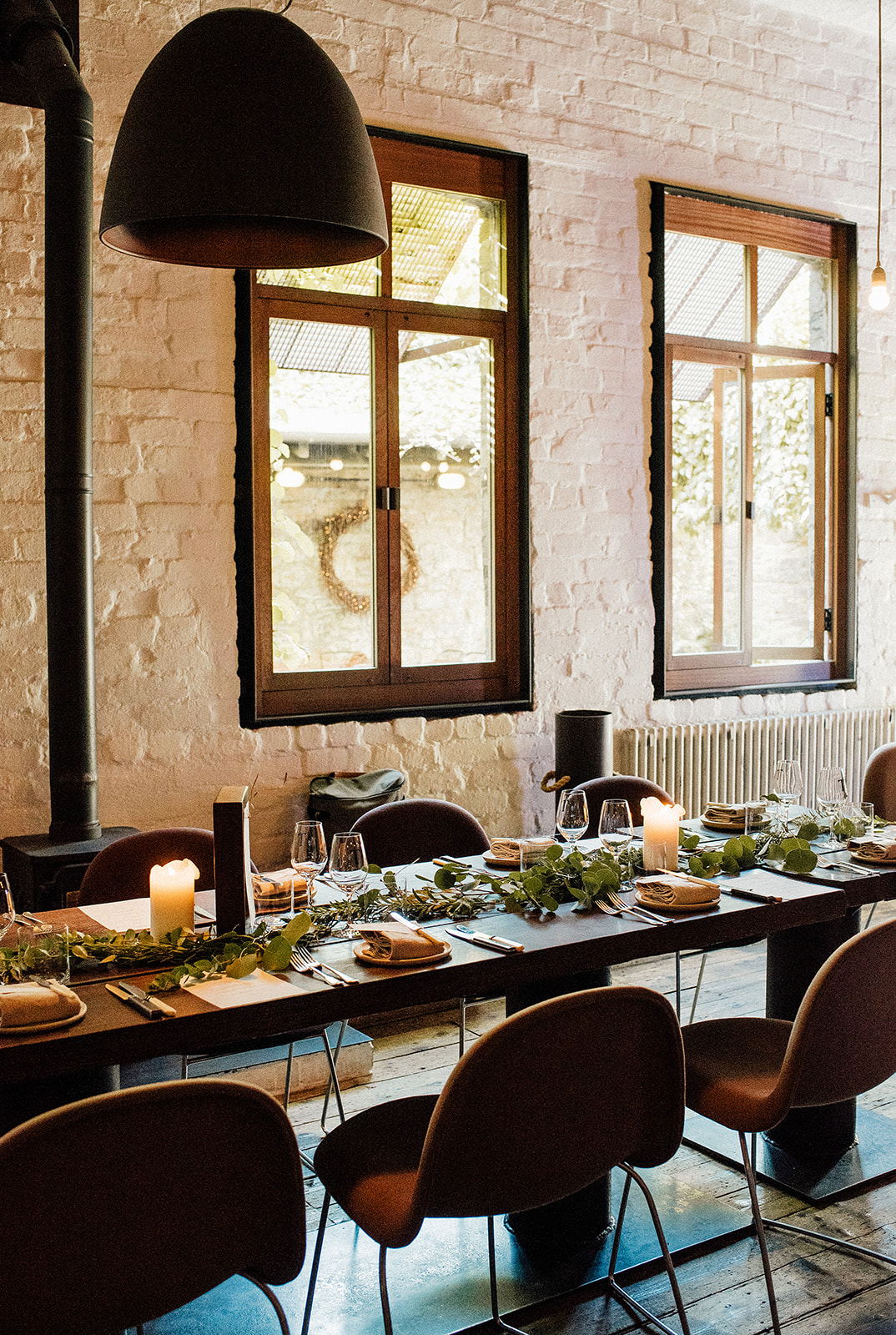 Timberyard restaurant decorated for a micro wedding in September. 