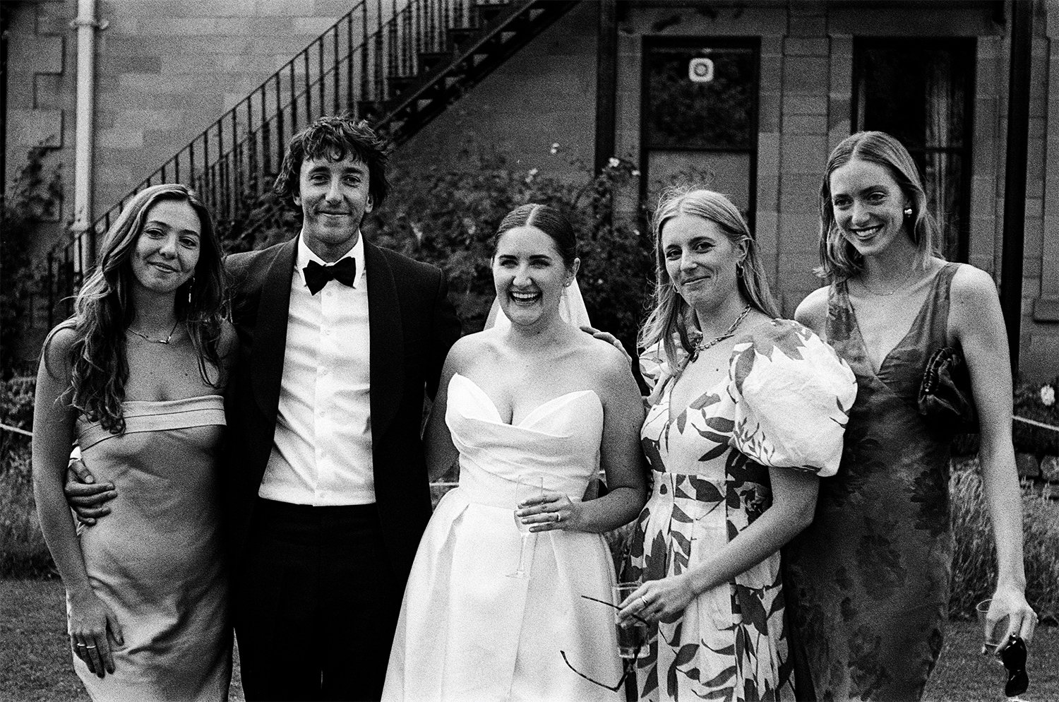 Black and white photos from a wedding in Scotland.