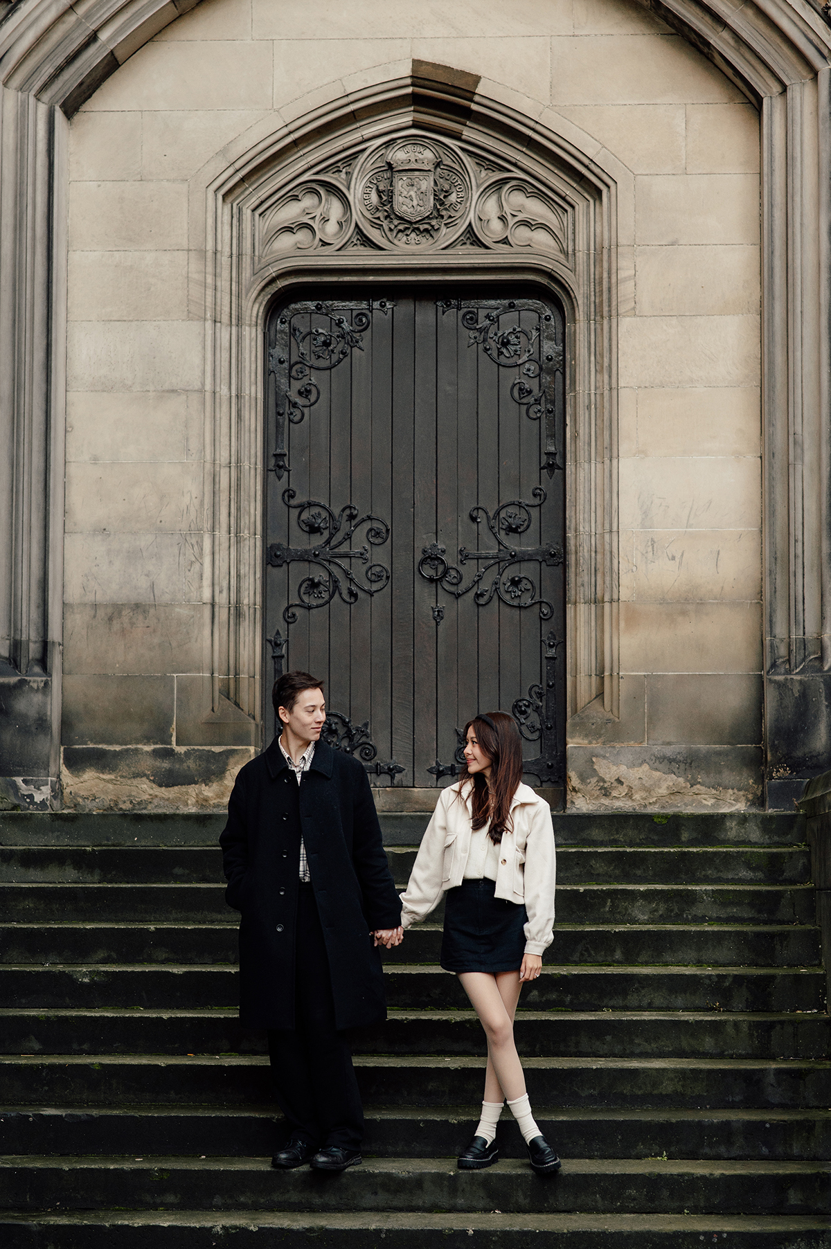 The couple from Singapore exploring Edinburgh and getting engaged during their trip.