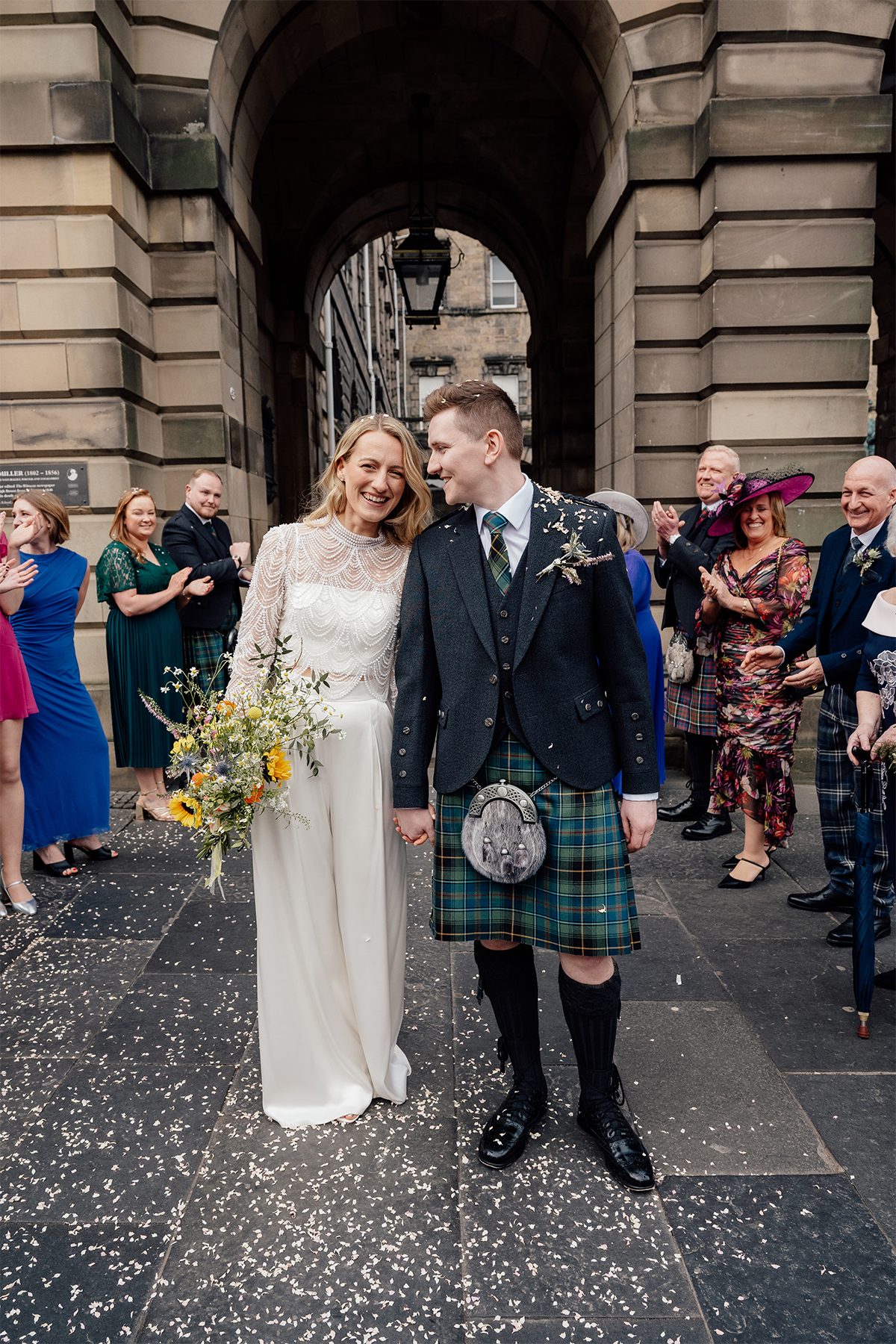 Confetti outside the City Chambers in Edinburgh.