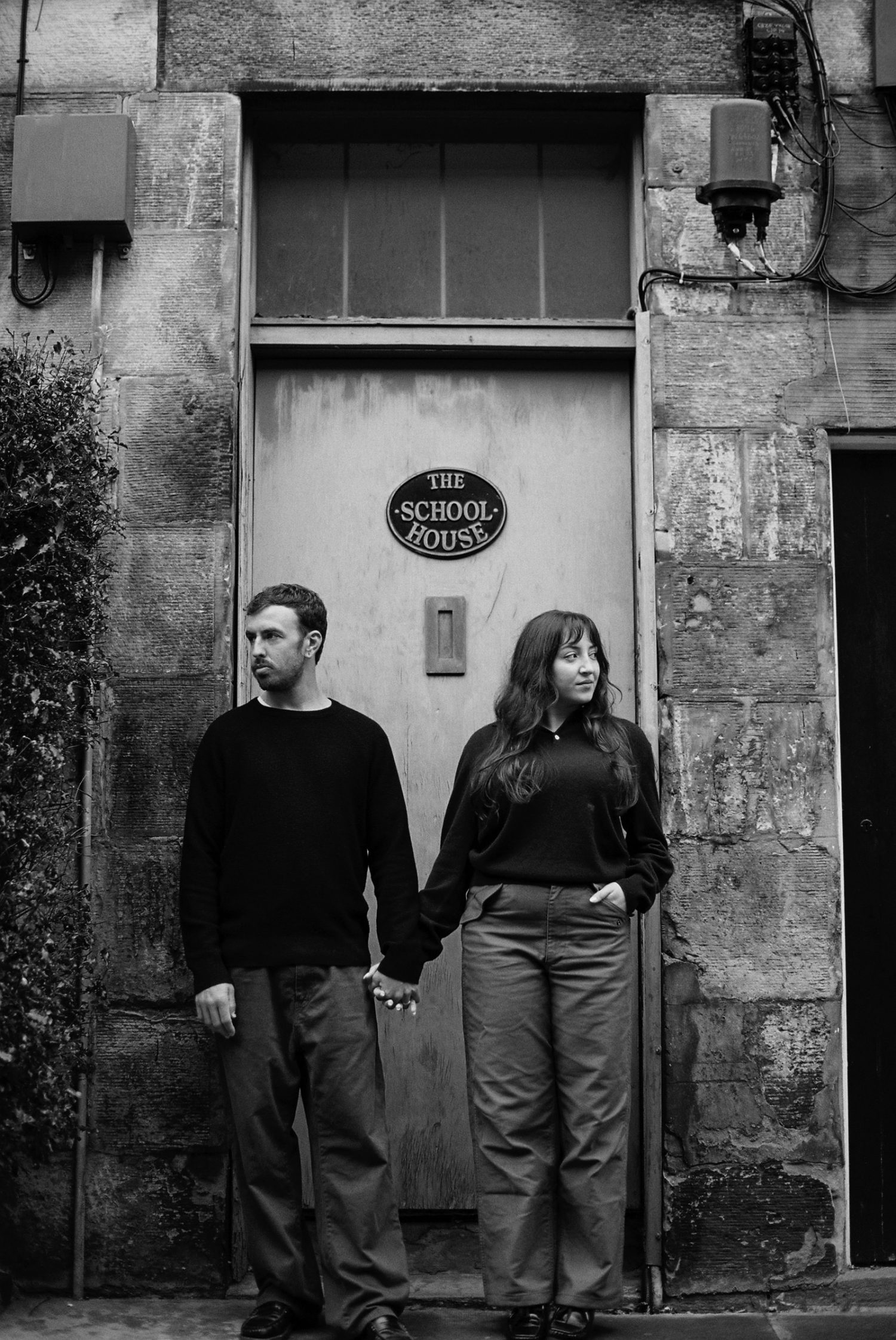 Black and white photograph taken on Circus Lane in Stockbridge.