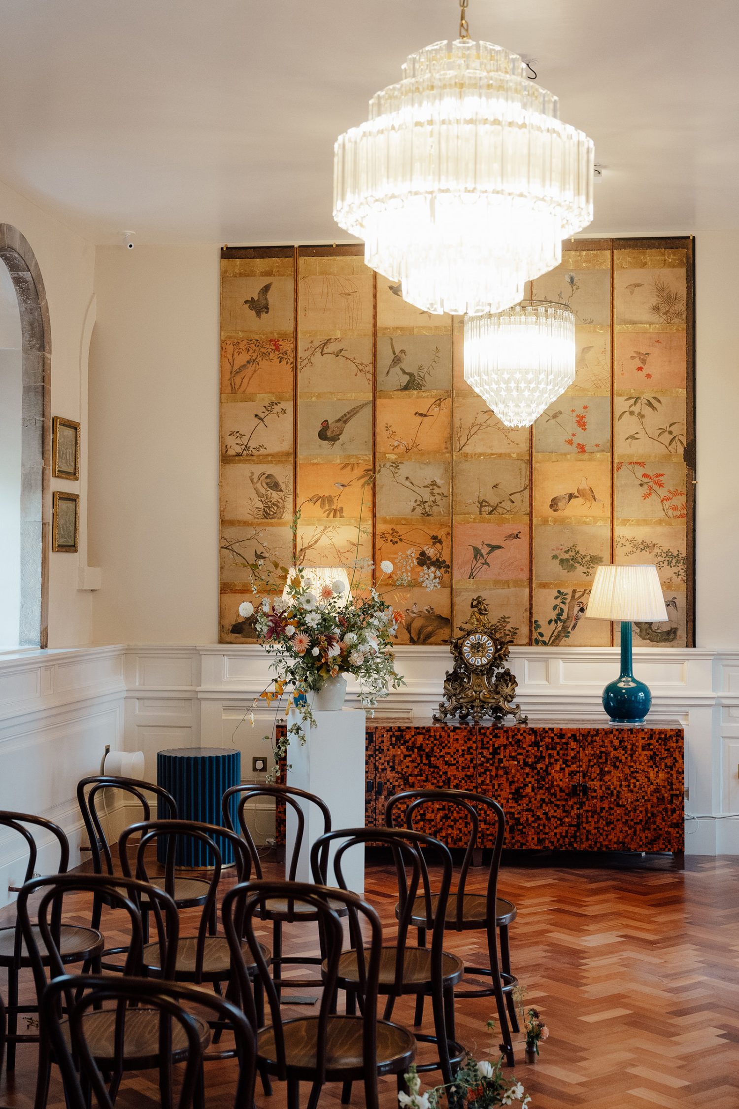 Ceremony room at the Penicuik House captured by Edinburgh photographer.