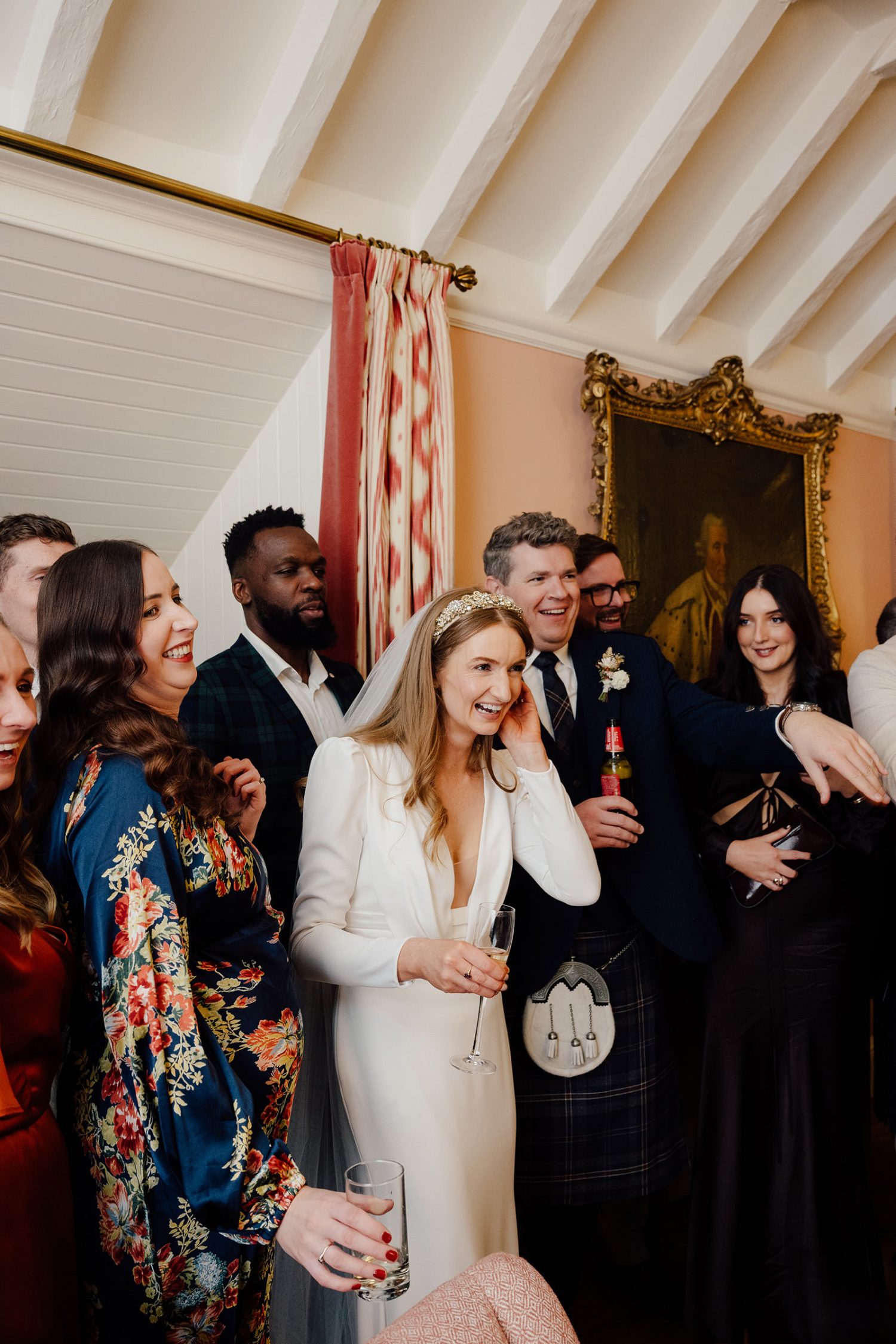 Bride and there friends at the Penicuik House wedding, photos taken by Edinburgh photographer.