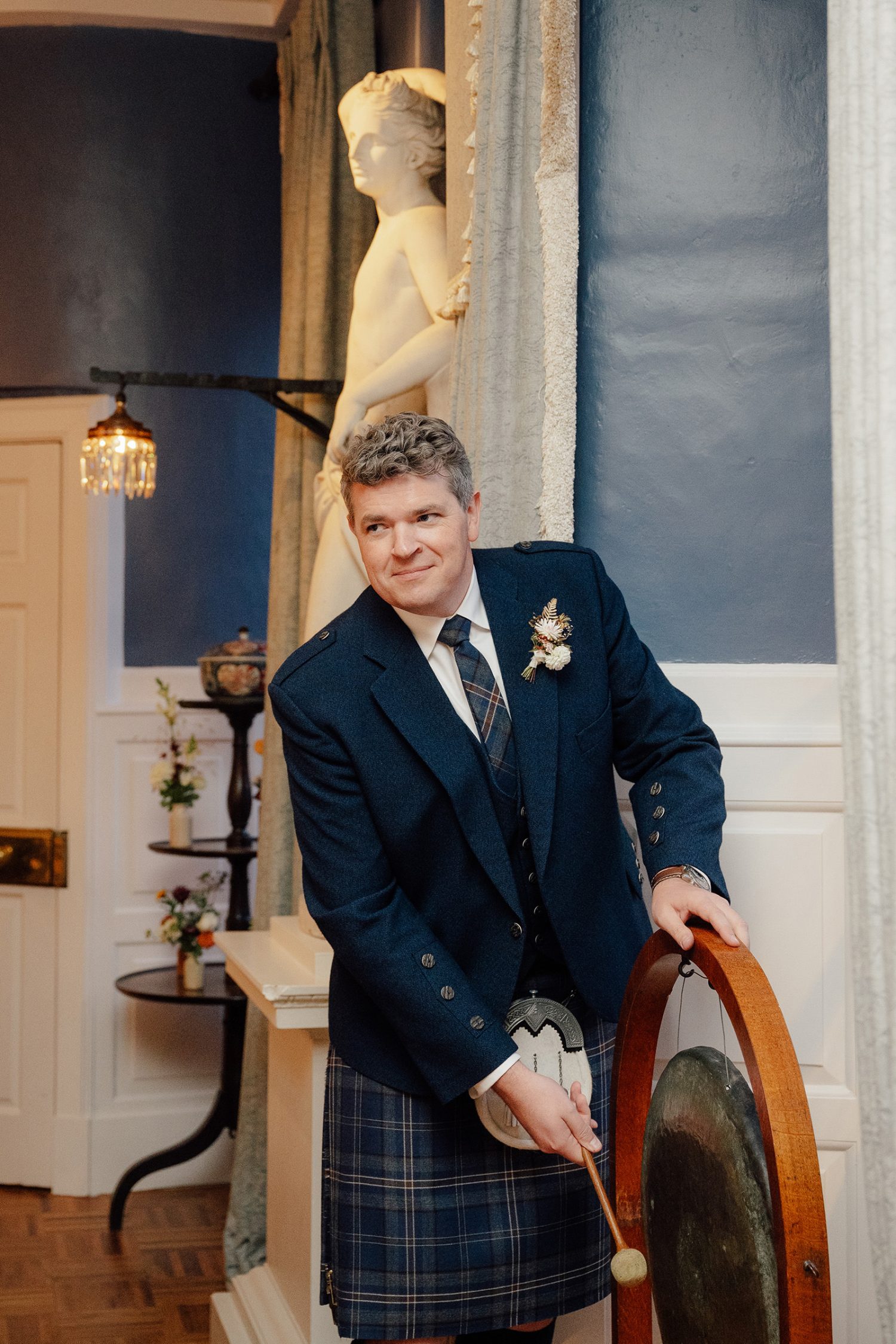 Photo of a Best Man just about to do his speech at a wedding in Scotland.