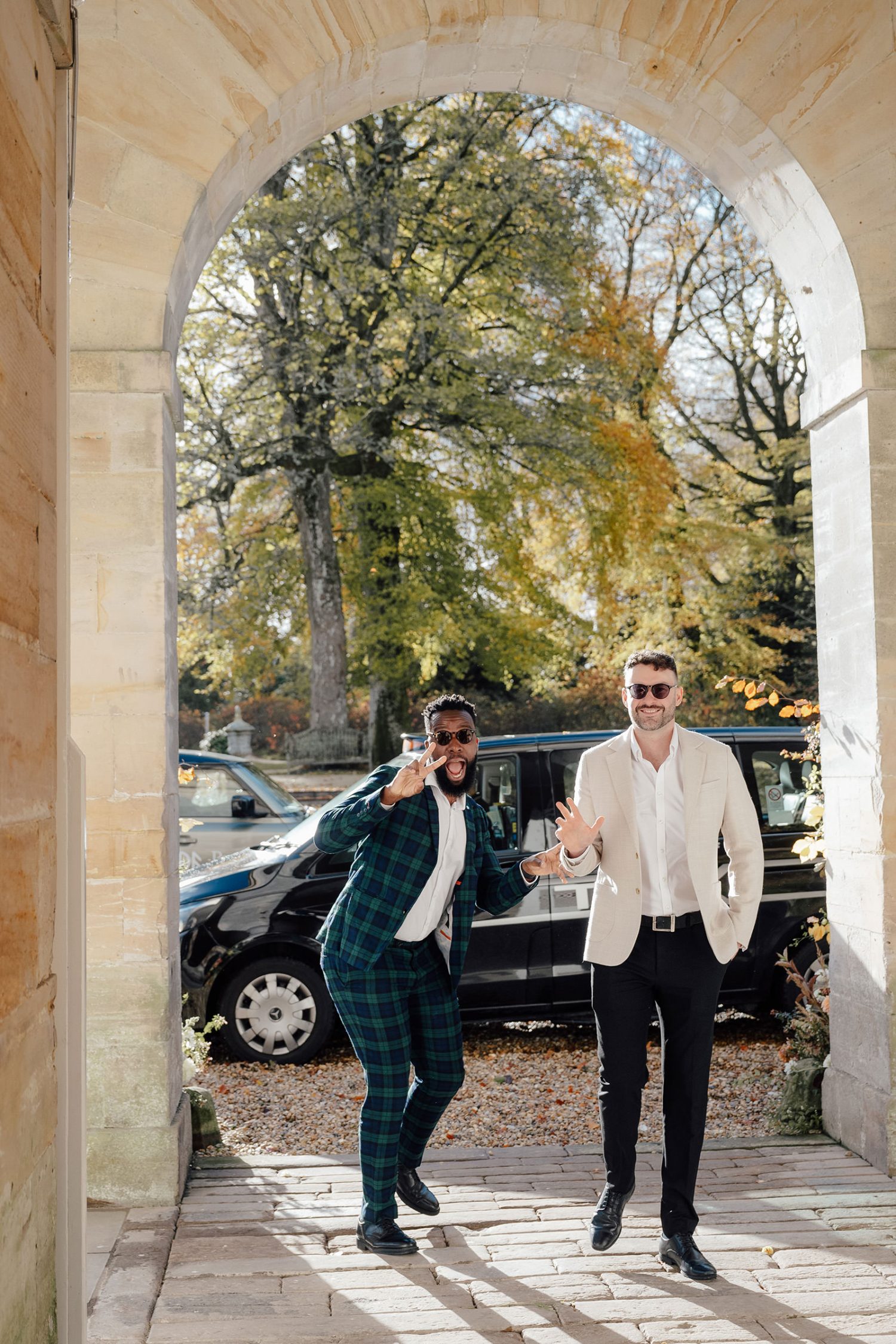 Guests arriving for a wedding at the Penicuik House.