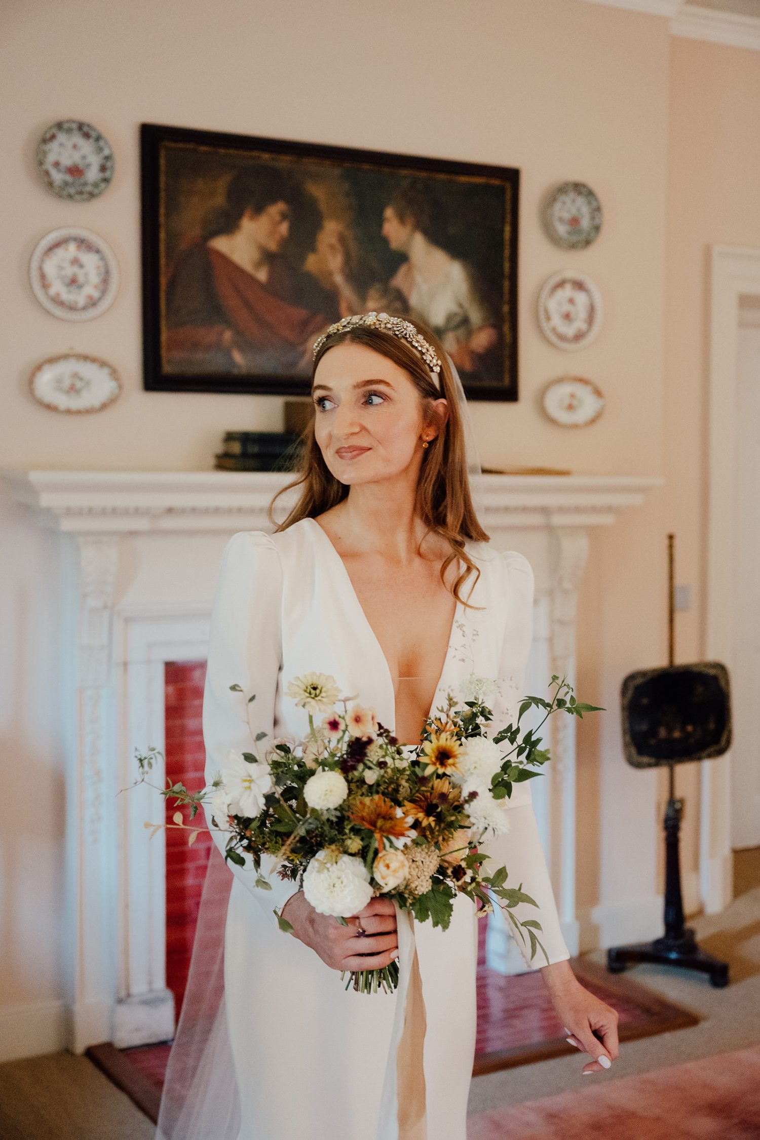 Portrait of the bride taken at the Penicuik House, wedding venue in Midlothian.