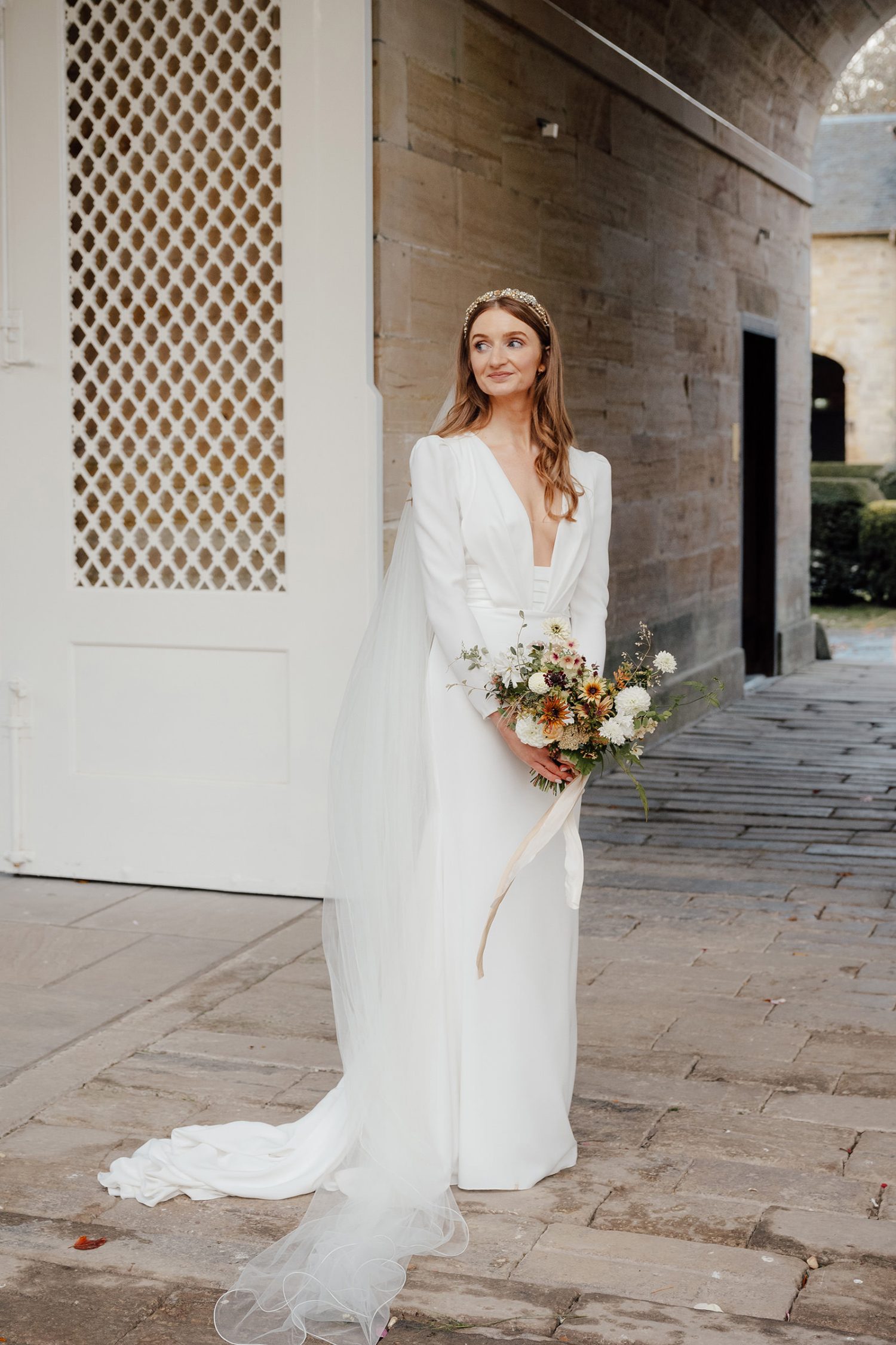 Katy wearing Pronovias bridal dress, captured by Edinburgh wedding photographer.