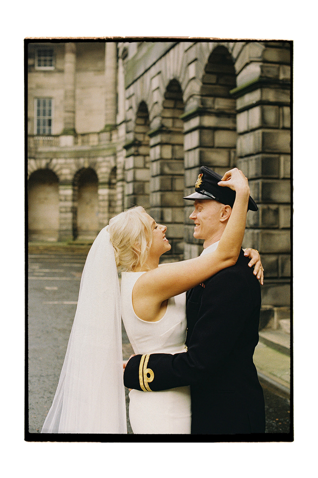 City Chambers wedding photographer captures wedding couple on 35mm film.