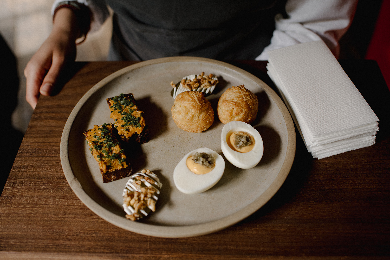 Food served at the Timberyard restaurant for a wedding. 