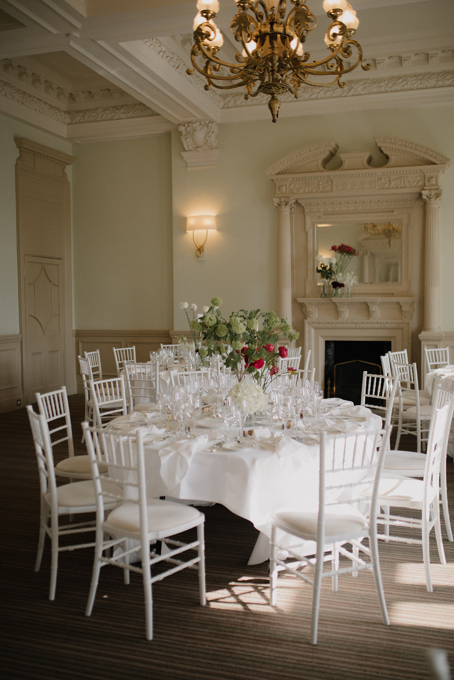 Dining room ready to host wedding couple at the Balmoral Hotel. 