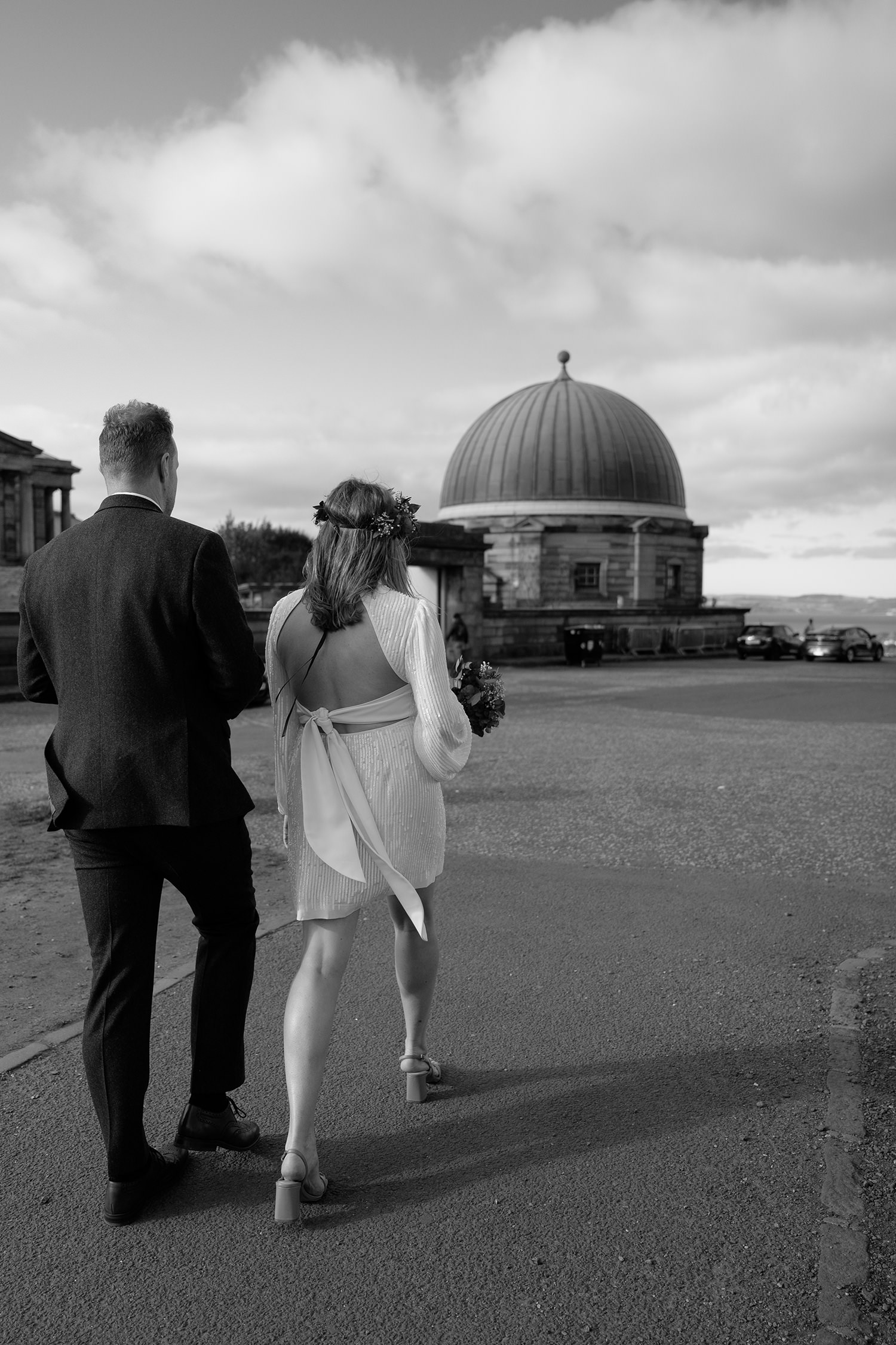 One of Edinburgh wedding venues photographed in black and white.