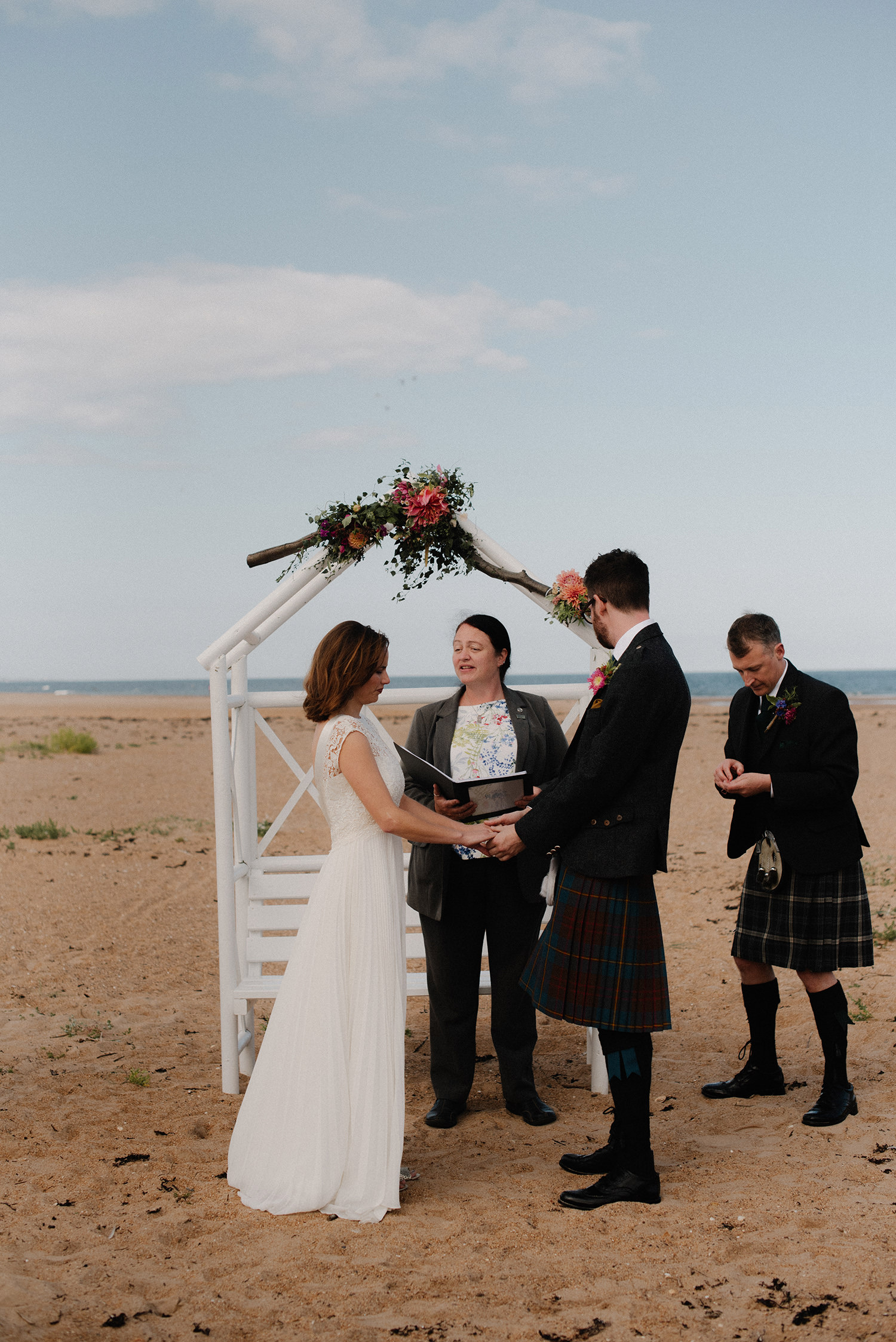 Beach wedding ceremony location in Scotland.