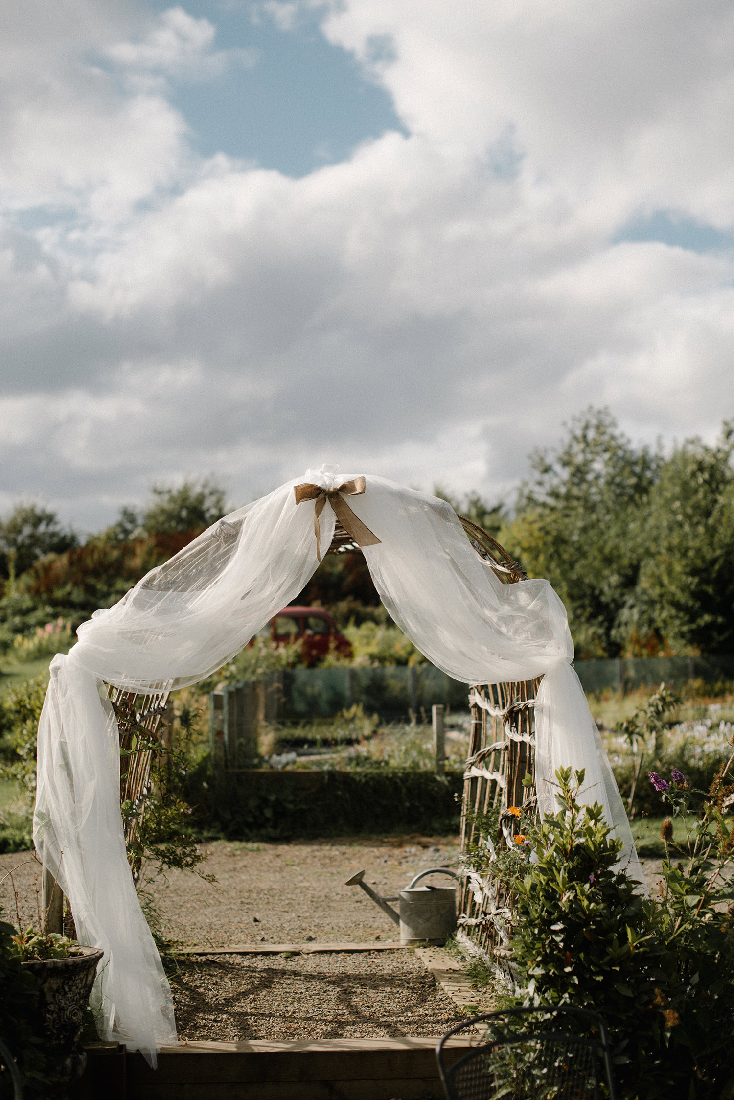 Wedding arch at the Secret Herb Garden.