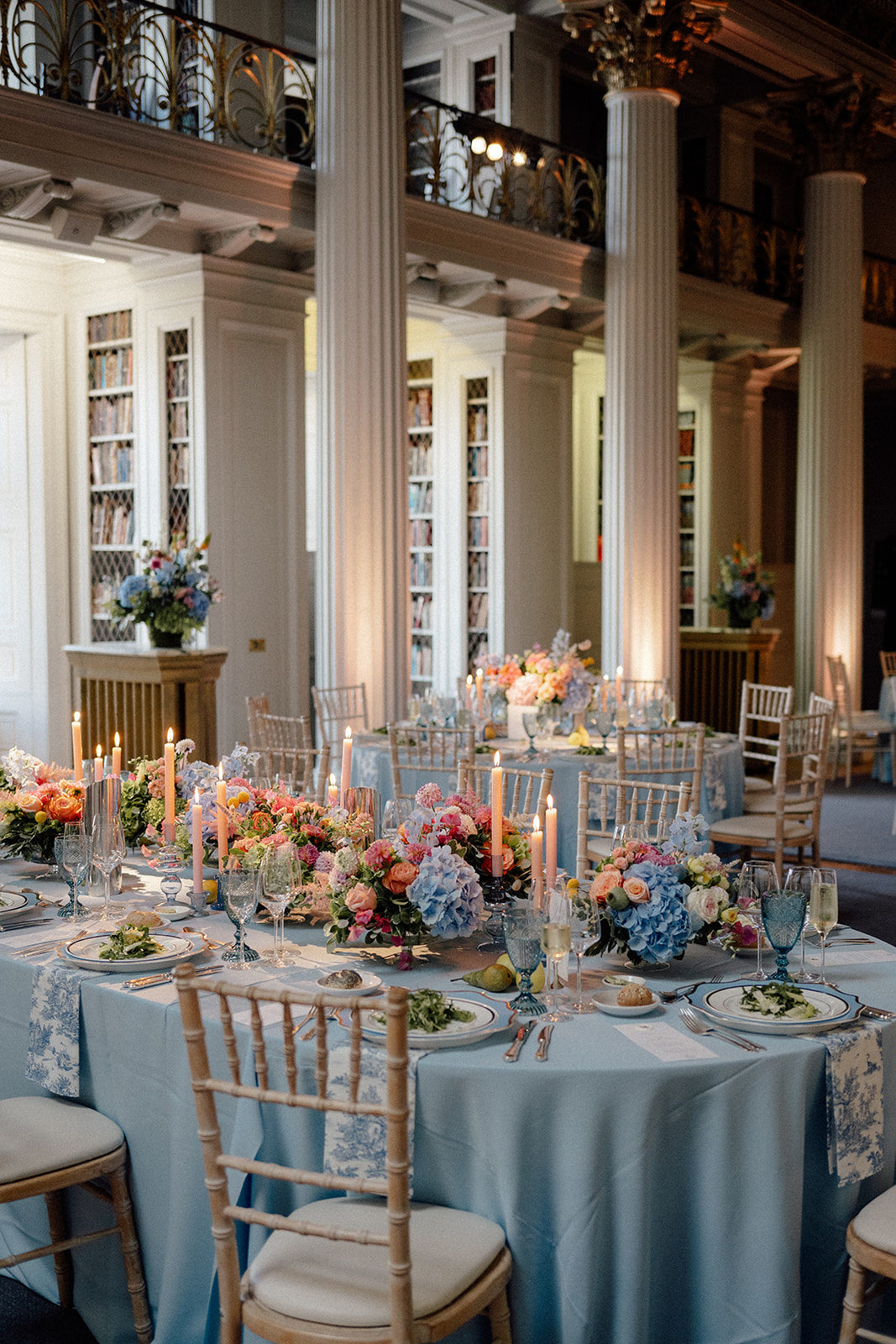 Signet Library decorated for a luxurious wedding in Edinburgh.