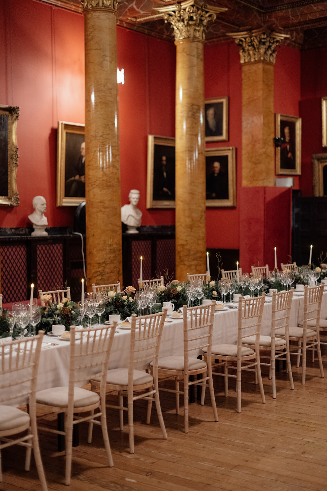 Tables set for dinner at the RCPE wedding venue. 